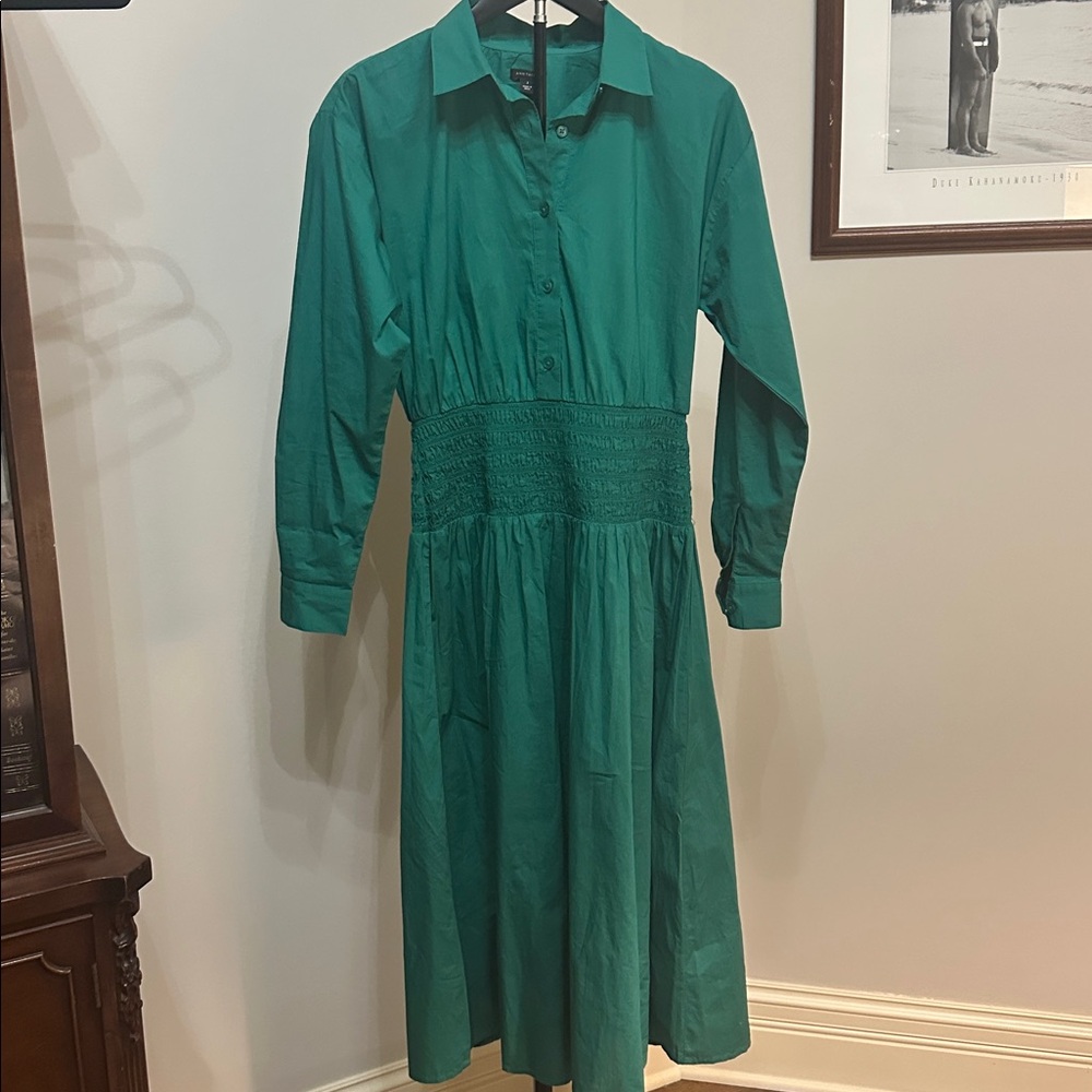 Ann Taylor Teal Long-Sleeve Dress